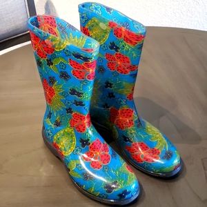 Sloggers Rain Boots Flowers Waterproof size 7